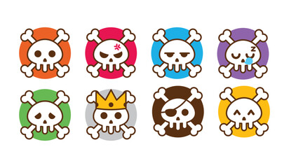 Set of skulls with expressions