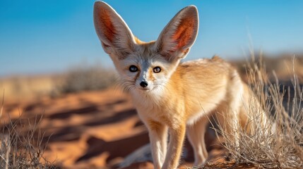 Fototapeta premium Fennec Fox Portrait in the Desert
