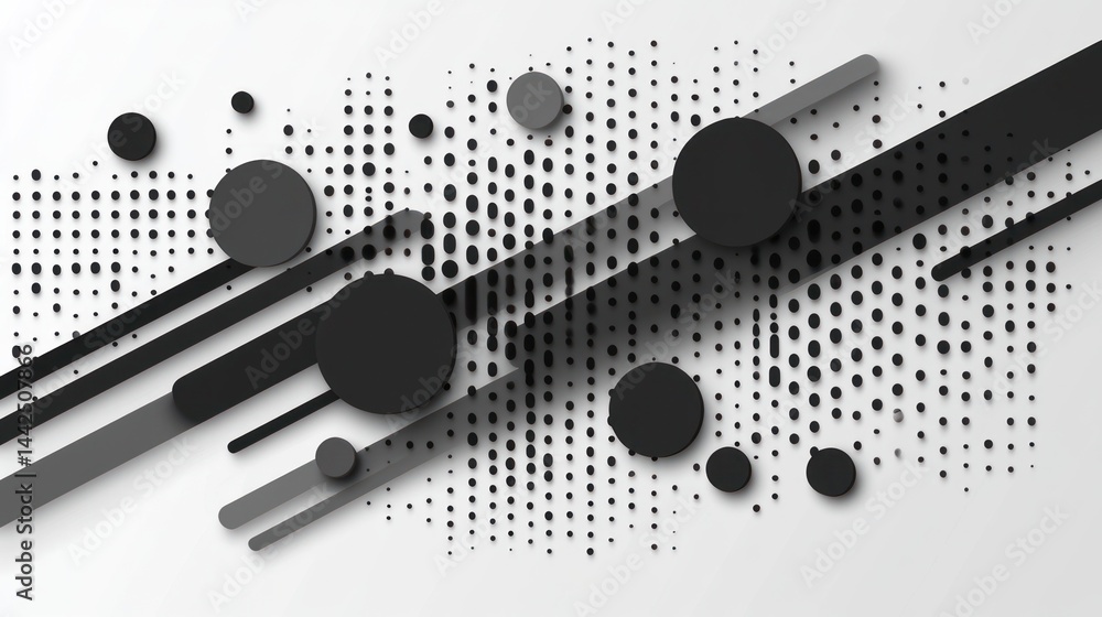 Poster abstract design with circles and lines