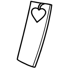 Elegant Bookmark with Heart Motif in Line Art