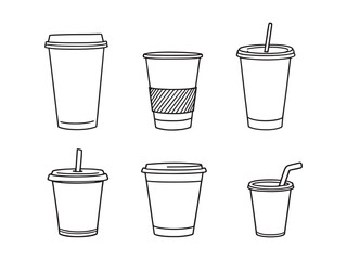 simple disposable cup line drawing vector graphic illustration