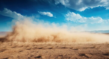 Fototapeta premium Dust Storm Landscape in Desert Sky