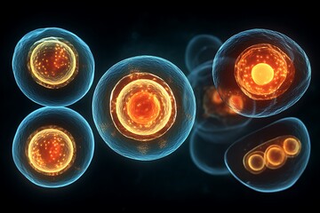 Stages of embryo development depict the ovulation of a secondary oocyte and the fertilization process.