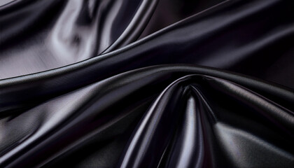 Obraz premium shiny black silk fabric with smooth folds and reflections