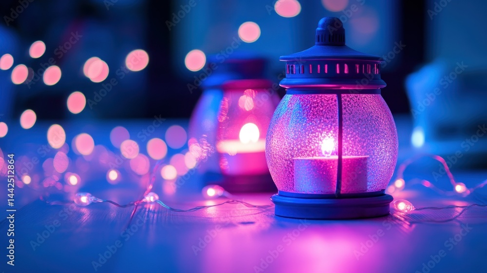 Poster lit lanterns and string lights creating a beautiful and romantic ambiance