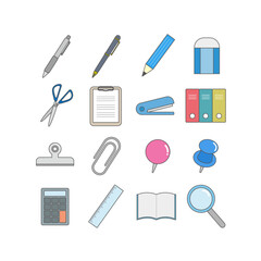 主線ありの文房具ベクターパック：学校、オフィス - Stationery Vector Pack with Stroke: School, Office