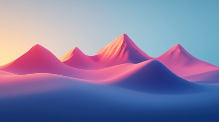 Colorful Digital Mountain Range Sunrise
