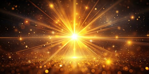 Fototapeta premium Warm golden light illuminates a dark background with vibrant starburst effect