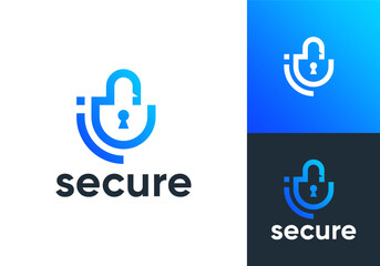 abstract tech padlock logo. simple keyhole security digital pixel icon vector design