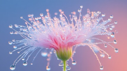 Obraz premium A Close Up View of a Pink Flower with Water Droplets