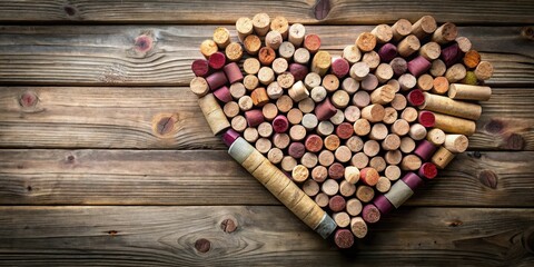 Naklejka premium Wine corks arranged in heart shape