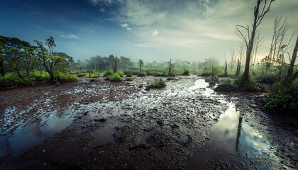 wet mud in swamp