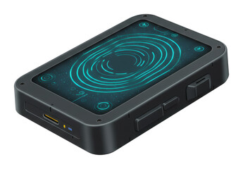 Fototapeta premium 未来感漂う青色光沢 小型デバイス精密描写