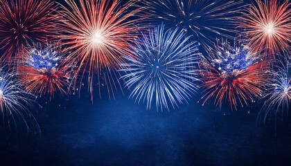 America background panorama - Festive firework in the colors from the flag from united stat (3)