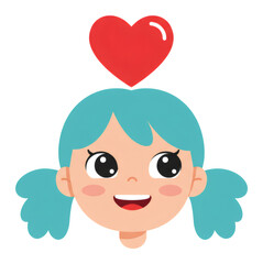 Fototapeta premium 愛らしい笑顔 青い髪の子 幸せな気持ち