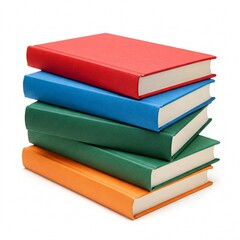 Stack of hardcover books isolated on white background