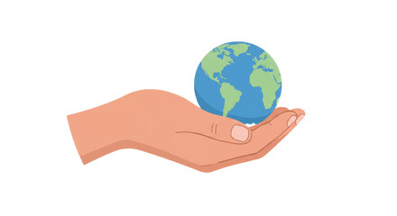 Hand holding delicate cartoonish Earth