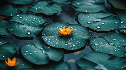 Water Lilies And Dew Drops