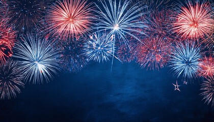 America background panorama - Festive firework in the colors from the flag from united stat (2)