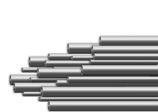 png construction pipe profile with aluminium tubing and stainless steel stack in black plastic round cylinder on white background used in industrial factory and engineering design three-dimensional

