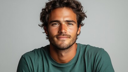 Fototapeta premium Portrait of a Handsome Man with Curly Hair
