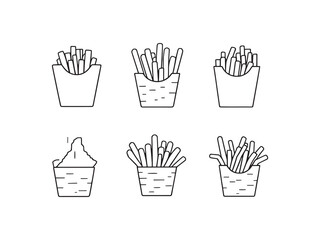 Simple Line Art Drawing of Crispy French Fries for Graphics Design 