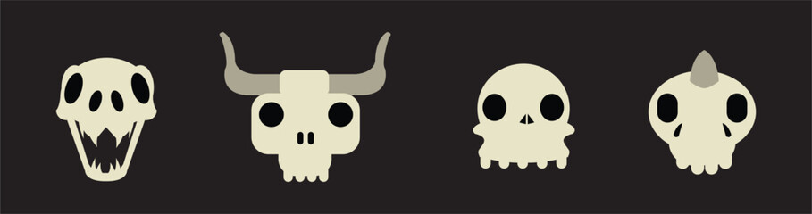 Set of skulls with expressions