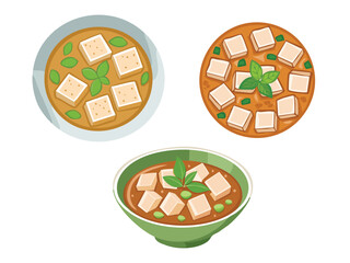 vector illustration of a filipino food Tokwa't Baboy (Tofu and Pork in Vinegar Sauce)