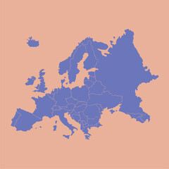 Obraz premium Europe continent vector map isolated on transparent background