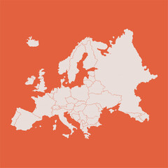 Europe continent vector map isolated on transparent background