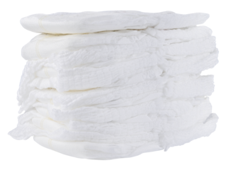 Stack diaper underpants for kids isolated on a transparent background. Completely in focus. Full depth of field. PNG.