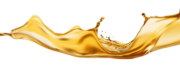abstract golden liquid splash wave isolated on white or transparent png