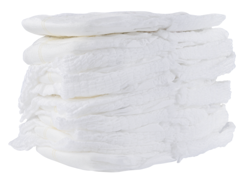 Stack diaper underpants for kids isolated on a transparent background. Completely in focus. Full depth of field. PNG.