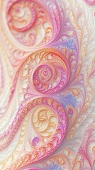A vibrant abstract design featuring swirling patterns in pastel colors.
