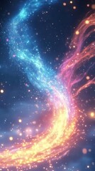 A vibrant swirl of cosmic colors, representing energy and creativity in a starry backdrop.