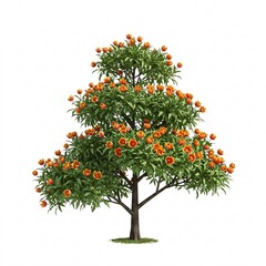 Flowering tulip tree isolated on a white background