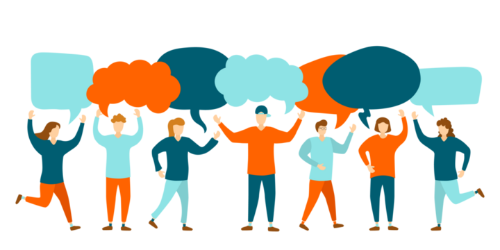 png public crowd watching speaker from back in cartoon style with woman and man sitting at business seminar performance or group training on white background with vector people and chairs

