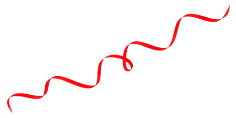Red ribbon swirling on transparent background