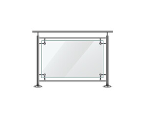 Fototapeta premium png architectural element with iron banister and front rail in residential construction showing balcony fence and transparent panel for urban house decoration with modern frame