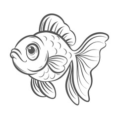 Ranchu Goldfish Line Art Vector Illustration