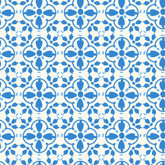 Mediterranean pattern seamless, blue azulejo theme