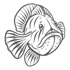 Ballyhoo Fish Line Art Illustration
