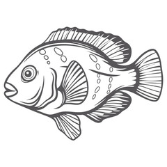 Stoplight Parrotfish Outline Illustration - Vector