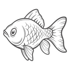 Pearlscale Goldfish Line Art Illustration