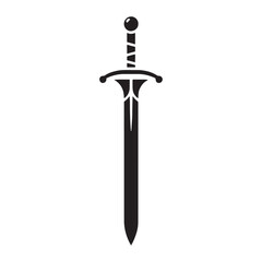 Ornate Bronze Sword silhouette, designed for warriors – Bronze Sword illustration – Minimalist Bronze Sword vector – Weapon silhouette

