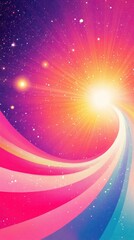 A vibrant cosmic scene with swirling colors leading to a bright light.