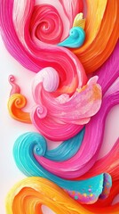 Vibrant swirls of paint in various colors create an abstract, dynamic composition.