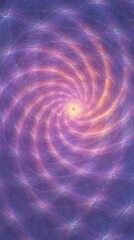 A swirling abstract design featuring a spiral pattern in shades of purple and orange.