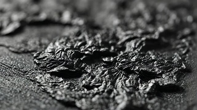 Detailed close-up of a textured black surface with a rough, bumpy pattern.