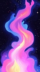 A vibrant swirl of colors resembling a cosmic nebula against a dark background.